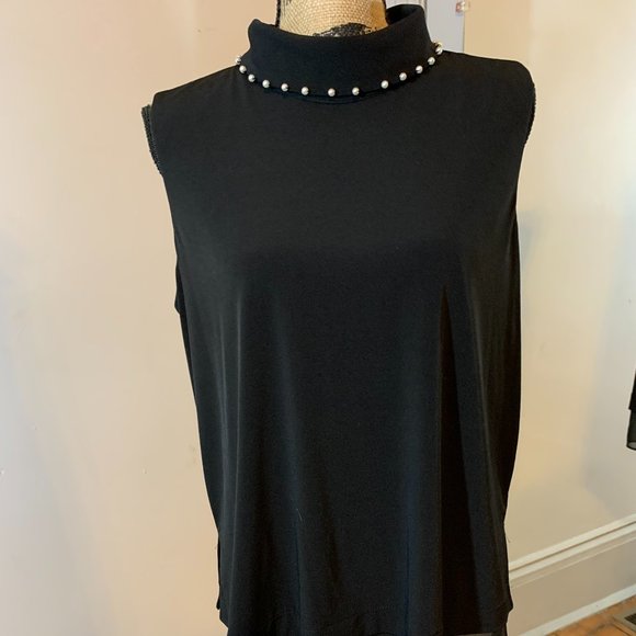 Karl Lagerfeld Tops - Karl Lagerfeld Paris Sleeveless Pearl Detail Top